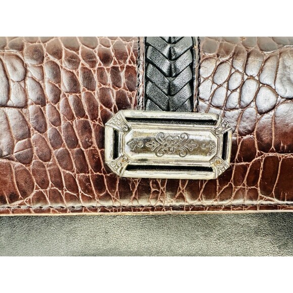 Vtg Brighton Brown/Black Leather Crossbody Bag Purse Shoulder - EUC - Picture 3 of 12